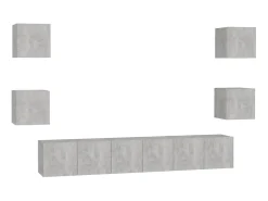 Móvel De Tv* 7 pcs conjunto de móveis de TV contraplacado cimento PT133006 Cinzento