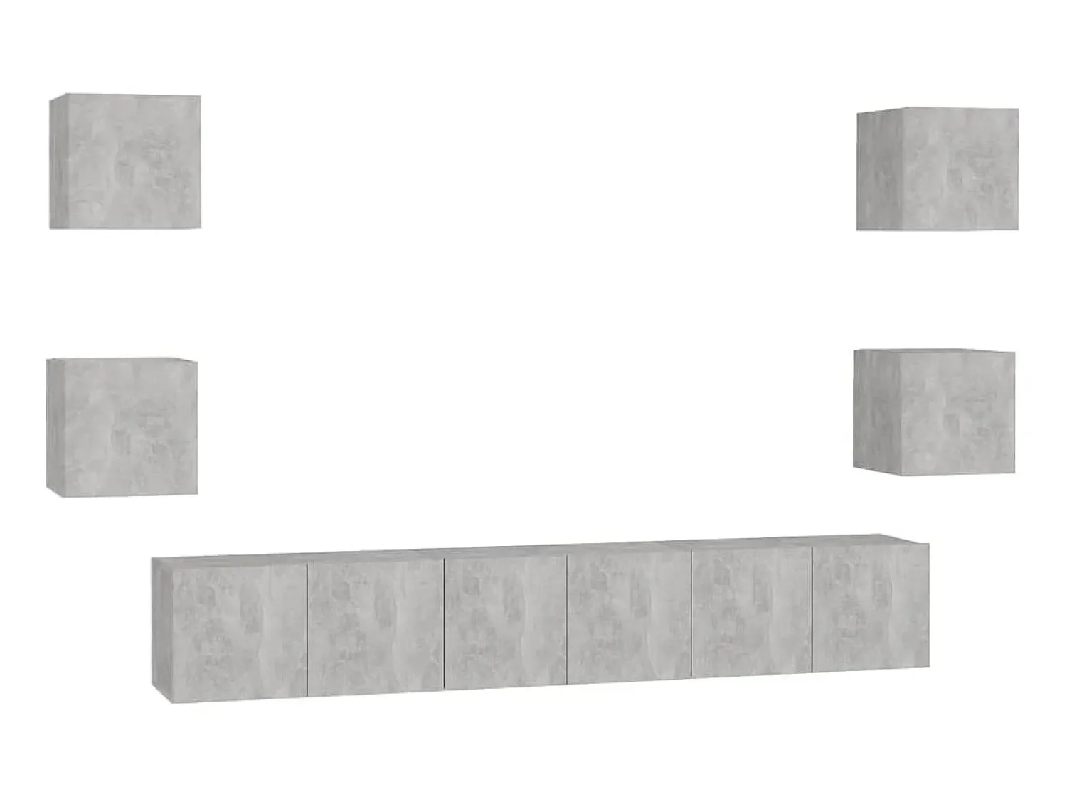 Móvel De Tv* 7 pcs conjunto de móveis de TV contraplacado cimento PT133006 Cinzento