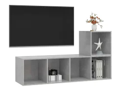Móvel De Tv* 2 pcs conjunto de móveis de TV contraplacado cimento PT971127 Cinzento