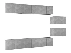 Móvel De Tv| 8 pcs conjunto de móveis de TV derivados madeira cinza cimento PT975943 Cinzento