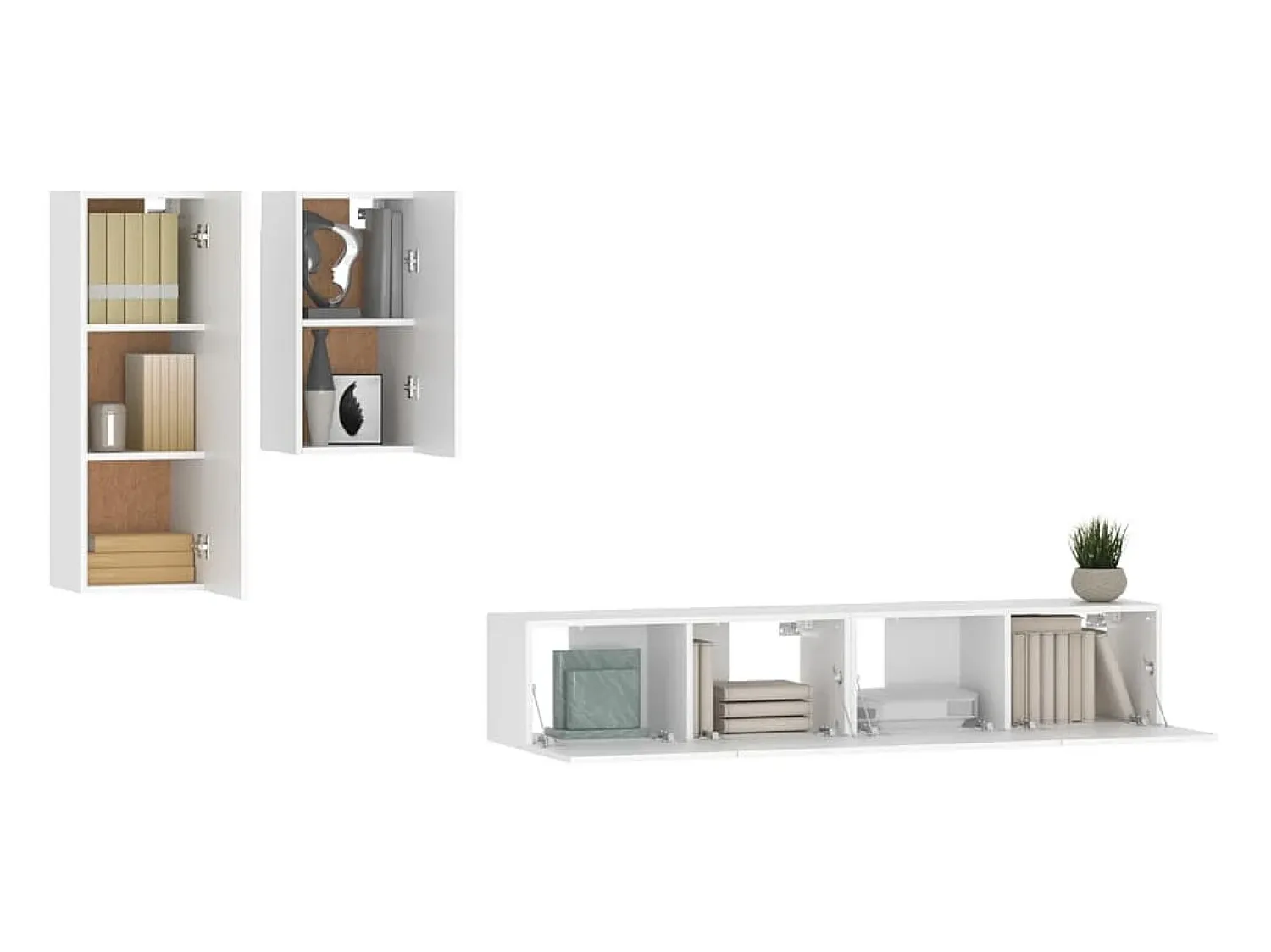 4 pcs conjunto de móveis de TV derivados de madeira PT725824^ Móvel De Tv