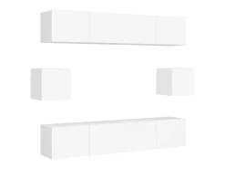 6 pcs conjunto de móveis de TV derivados de madeira PT192596 Branco