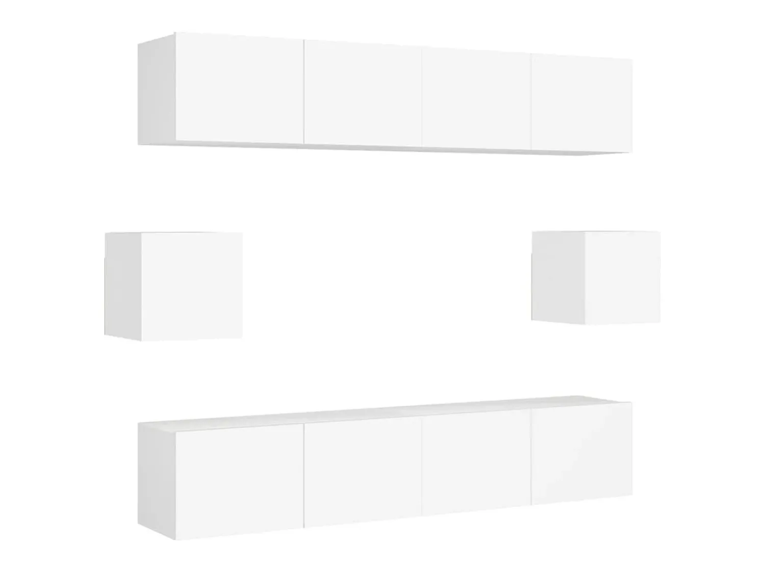6 pcs conjunto de móveis de TV derivados de madeira PT192596 Branco