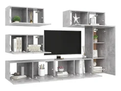 6 pcs conjunto de móveis de TV derivados madeira cinza cimento PT532315^ Móvel De Tv