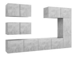 6 pcs conjunto de móveis de TV derivados madeira cinza cimento PT532315^ Móvel De Tv