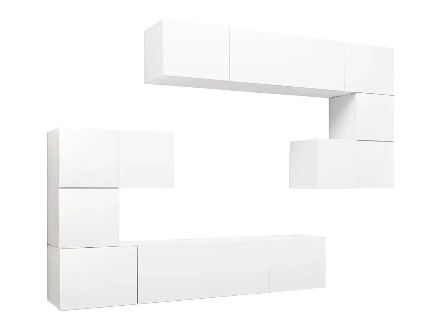 8 pcs conjunto de móveis de TV derivados de madeira PT381707 Branco