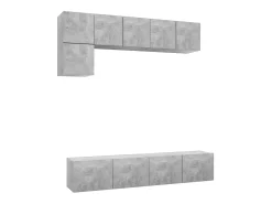 Móvel De Tv| 5 pcs conjunto de móveis de TV derivados madeira cinza cimento PT434970 Cinzento