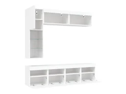 Móvel De Tv|vidaxl 7 pcs conjunto de móveis de parede para TV com luzes LED Branco