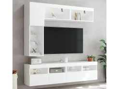 Móvel De Tv|vidaxl 7 pcs conjunto de móveis de parede para TV com luzes LED Branco