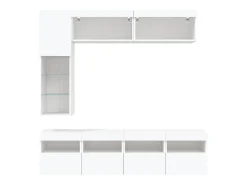 Móvel De Tv|vidaxl 7 pcs conjunto de móveis de parede para TV com luzes LED Branco