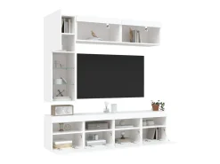 Móvel De Tv|vidaxl 7 pcs conjunto de móveis de parede para TV com luzes LED Branco