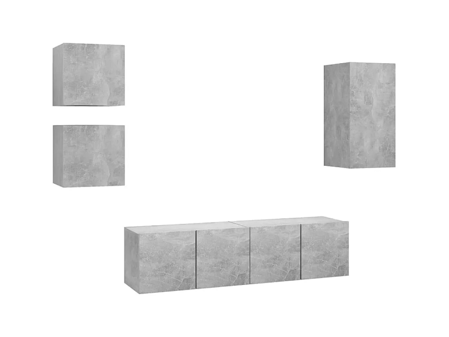 5 pcs conjunto de móveis de TV derivados madeira cinza cimento PT458538^ Móvel De Tv