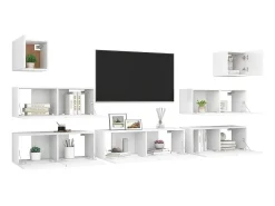 Móvel De Tv* 7 pcs conjunto de móveis de TV derivados de madeira PT346353 Branco