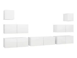 Móvel De Tv* 7 pcs conjunto de móveis de TV derivados de madeira PT346353 Branco