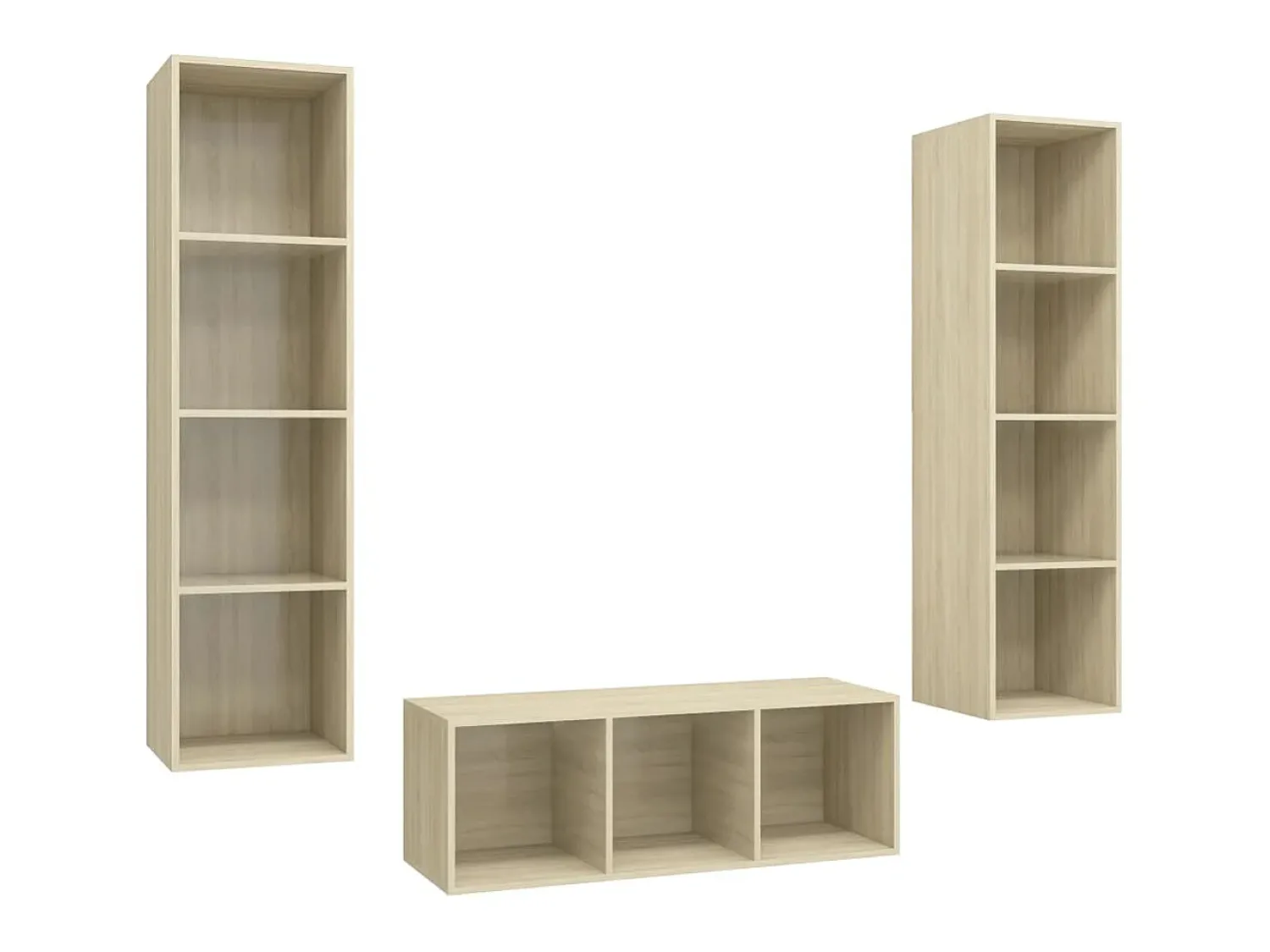 Móvel De Tv| 3 pcs conjunto de móveis de TV contraplacado carvalho sonoma PT400202 Castanho