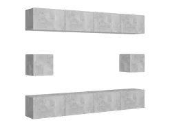 Best 6 pcs conjunto de móveis de TV derivados madeira cinza cimento PT866773 Cinzento