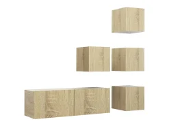 Best 5 pcs conjunto de móveis TV derivados madeira carvalho sonoma PT898196 Castanho