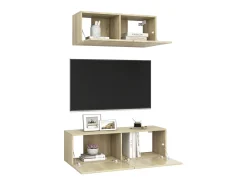 Móvel De Tv* 2 pcs conjunto de móveis TV derivados madeira carvalho sonoma PT123659 Castanho