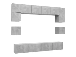 Móvel De Tv| 8 pcs conjunto de móveis TV derivados madeira cimento PT302026 Cinzento