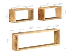 3 pcs conjunto de prateleiras de parede cubos mangueira maciça PT522591^ Prateleira