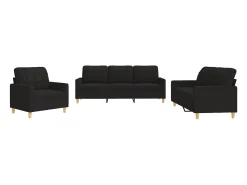 Best vidaxl 3 pcs conjunto de sofás com almofadões tecido Preto