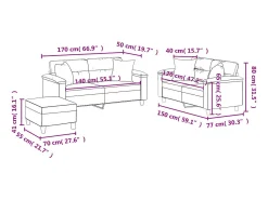 Sofá|vidaxl 3 pcs conjunto de sofás com almofadas couro artificial Creme