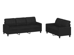 Discount vidaxl 2 pcs conjunto de sofás com almofadões couro artificial Preto