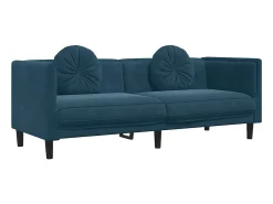 New vidaxl 3 pcs conjunto de sofás com almofadas veludo Azul