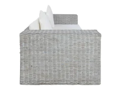 vidaxl 2 pcs conjunto de sofás com almofadões vime natural^ Sofá