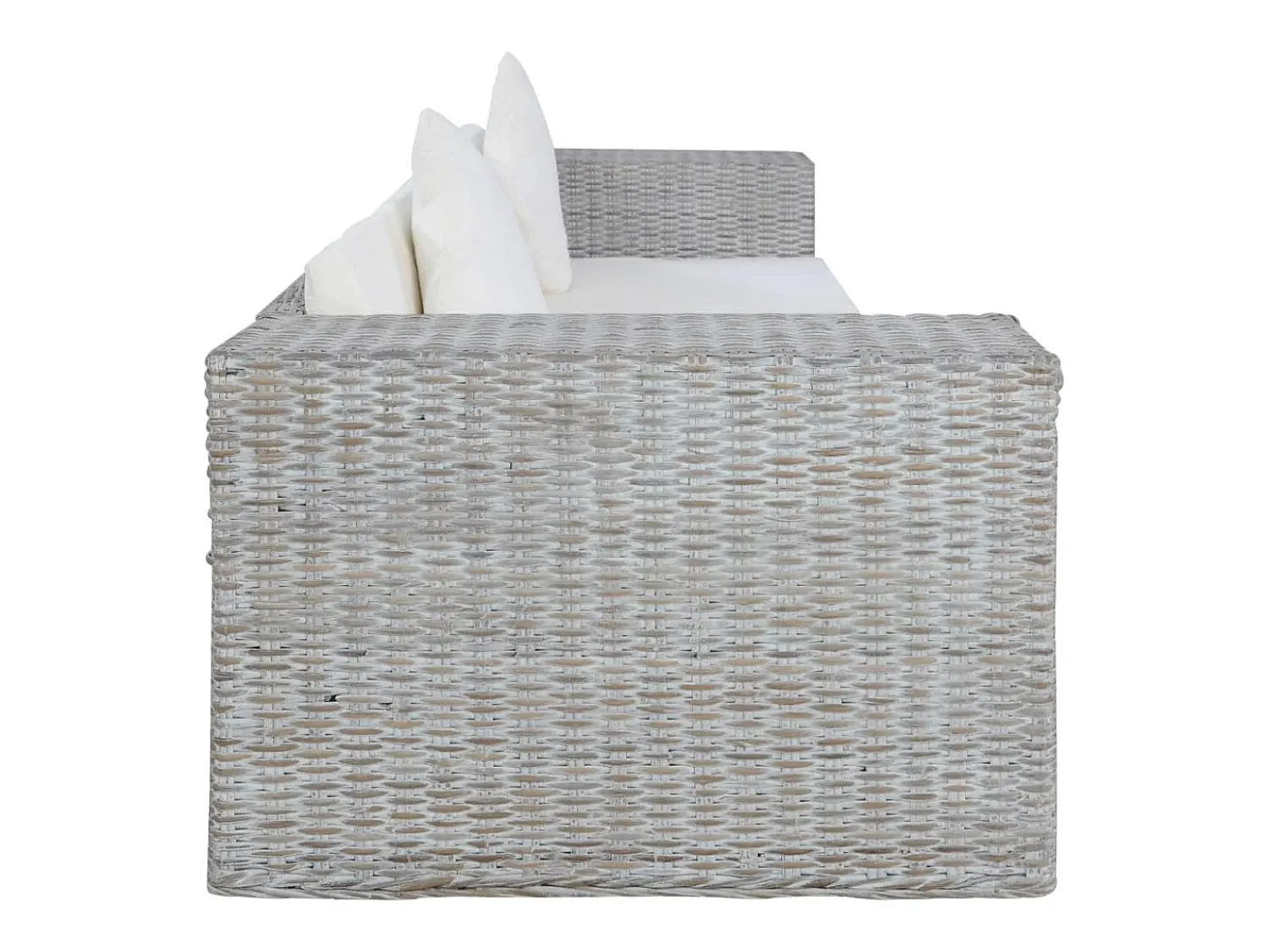 vidaxl 2 pcs conjunto de sofás com almofadões vime natural^ Sofá