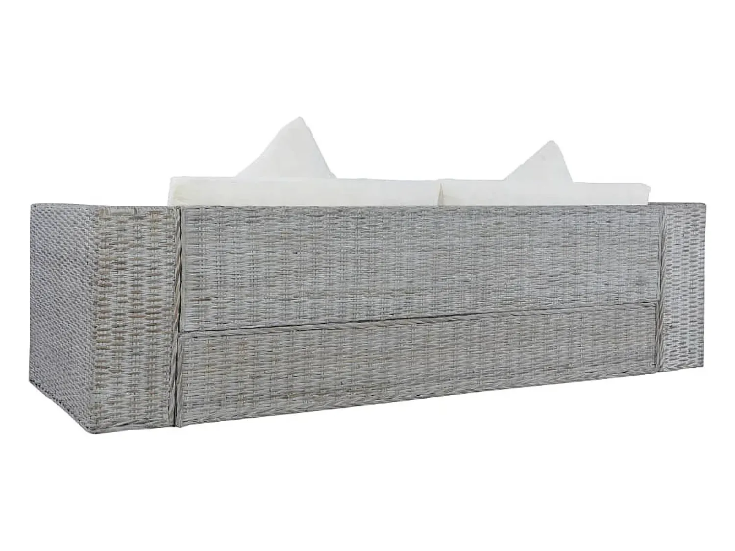 vidaxl 2 pcs conjunto de sofás com almofadões vime natural^ Sofá