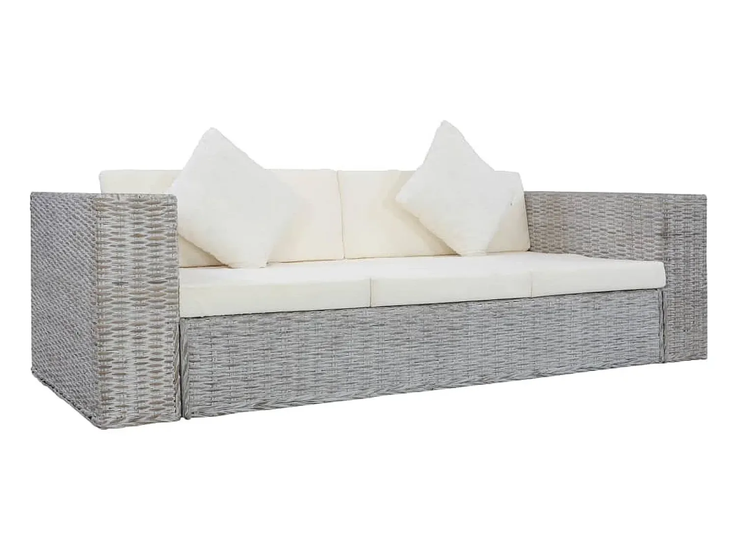 vidaxl 2 pcs conjunto de sofás com almofadões vime natural^ Sofá