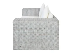 vidaxl 2 pcs conjunto de sofás com almofadões vime natural^ Sofá