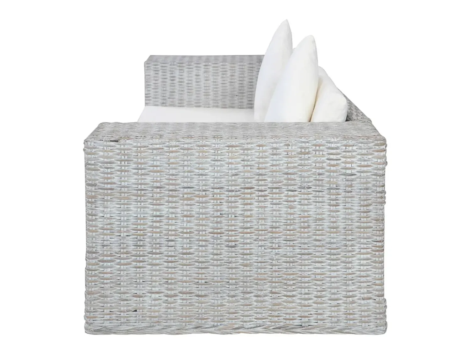 vidaxl 2 pcs conjunto de sofás com almofadões vime natural^ Sofá