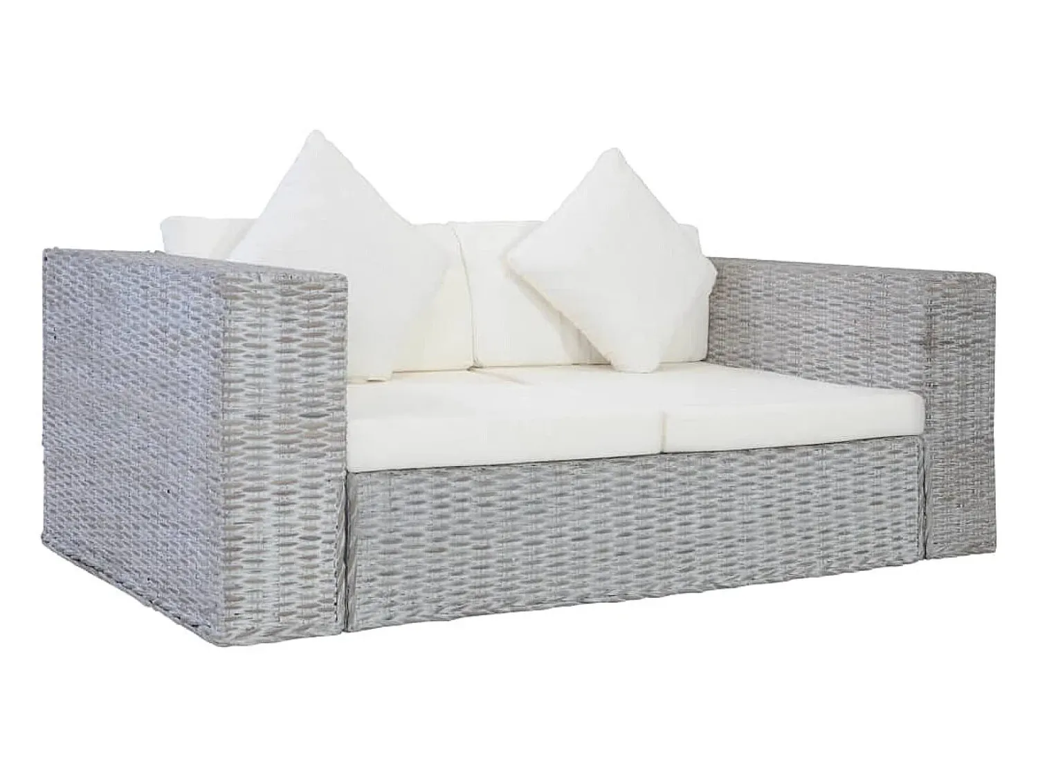 vidaxl 2 pcs conjunto de sofás com almofadões vime natural^ Sofá