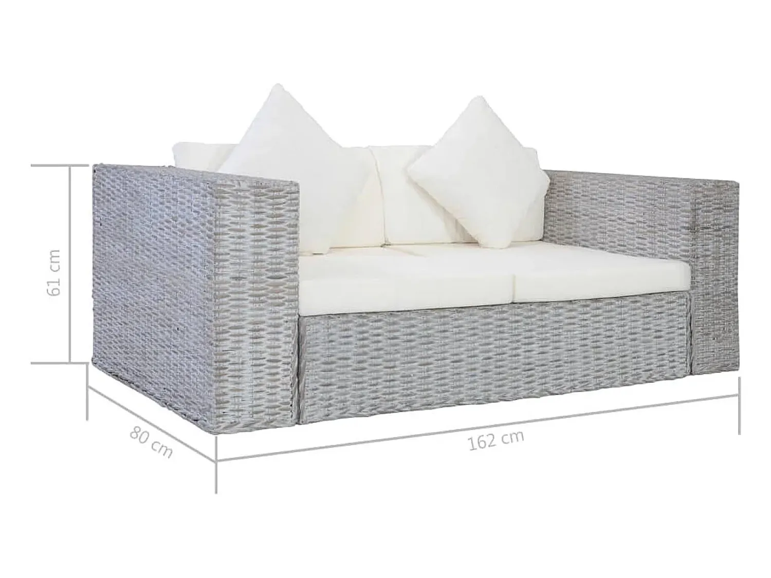 vidaxl 2 pcs conjunto de sofás com almofadões vime natural^ Sofá