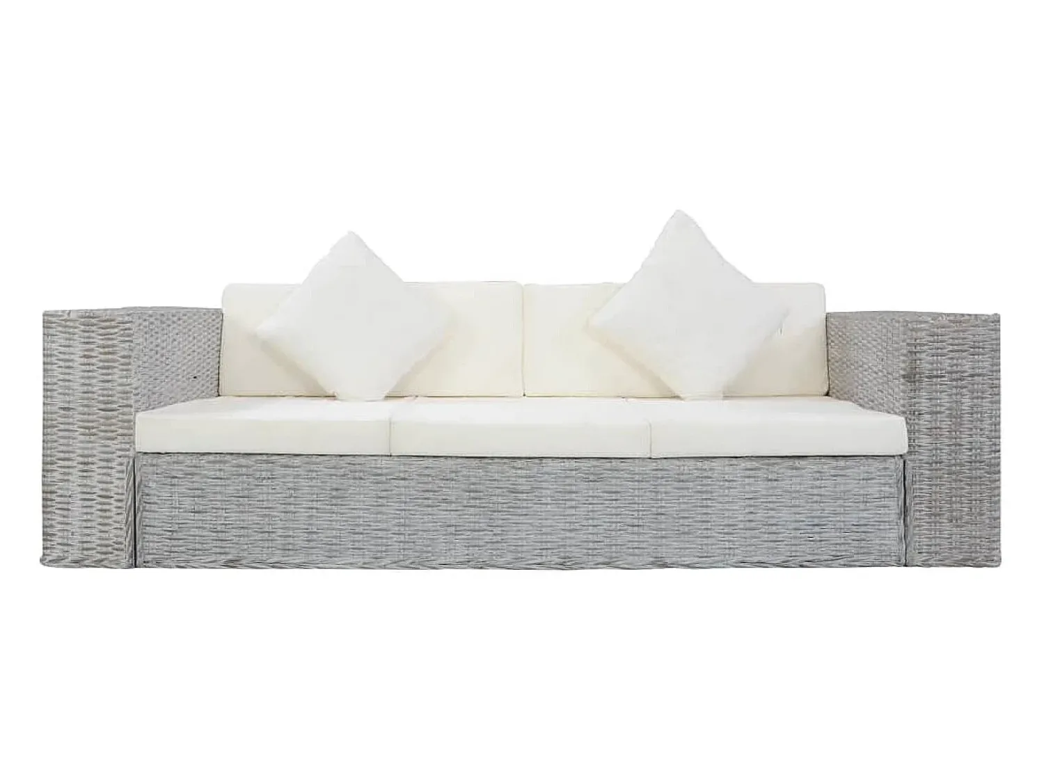 vidaxl 2 pcs conjunto de sofás com almofadões vime natural^ Sofá