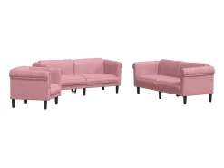 Sofá|vidaxl 3 pcs conjunto de sofás veludo Rosa