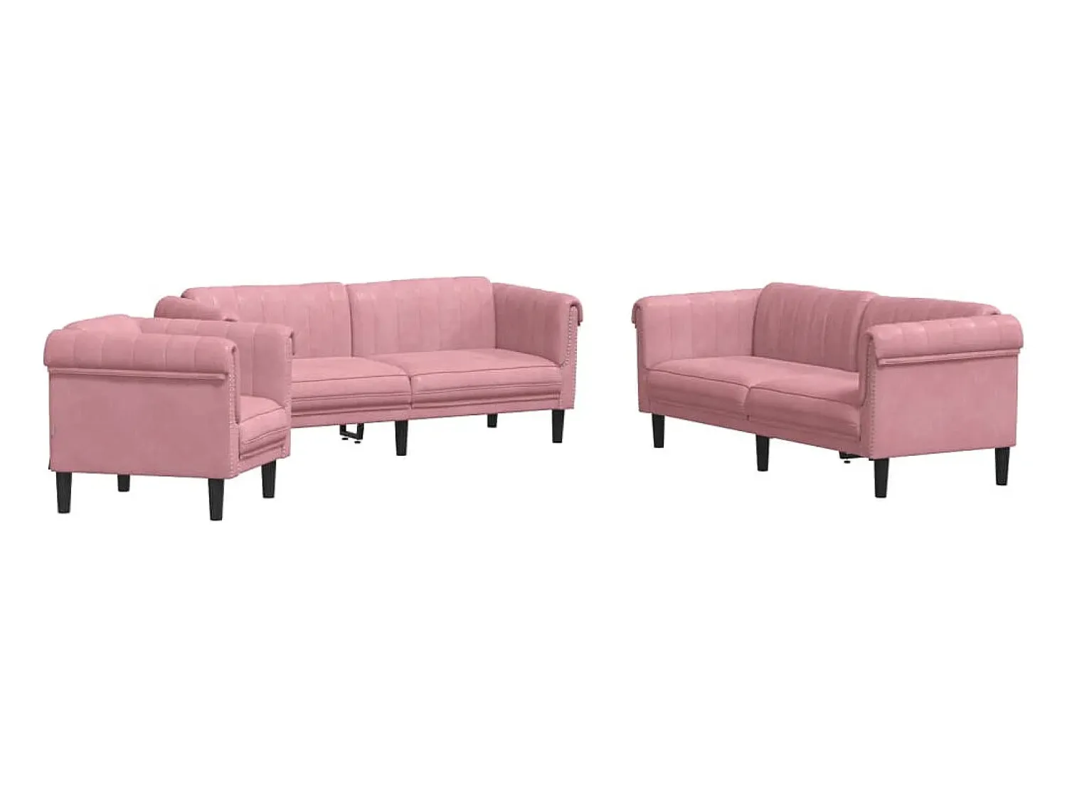 Sofá|vidaxl 3 pcs conjunto de sofás veludo Rosa