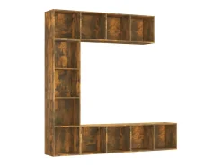 Vitrina*vidaxl 3 pcs conjunto estante/móvel TV 180x30x180 cm carvalho fumado Castanho