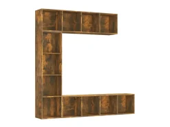 3 pcs conjunto estante/móvel TV 180x30x180 cm carvalho fumado PT355736^ Biblioteca