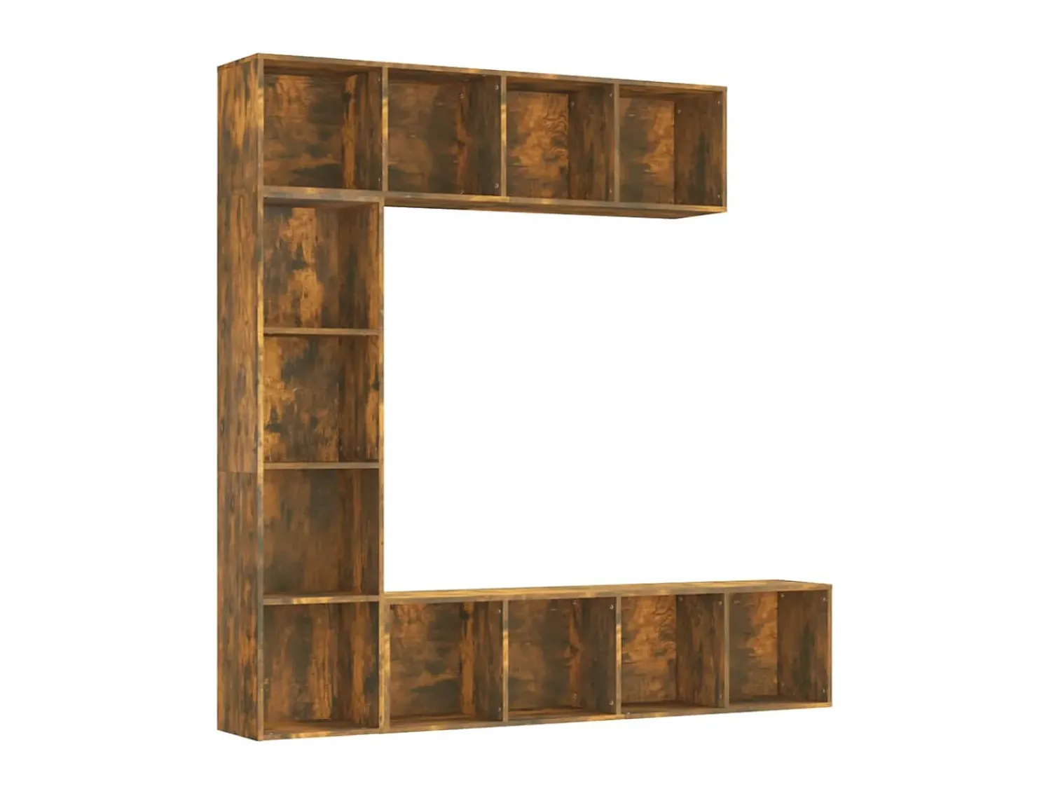3 pcs conjunto estante/móvel TV 180x30x180 cm carvalho fumado PT355736^ Biblioteca