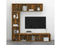 3 pcs conjunto estante/móvel TV 180x30x180 cm carvalho fumado PT355736^ Biblioteca
