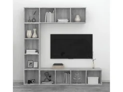Vitrina*vidaxl 3 pcs conjunto estante/móvel TV 180x30x180 cm sonoma Cinzento