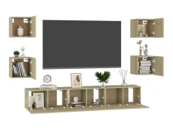 7 pcs conjunto móveis de TV derivados madeira carvalho sonoma PT874236^ Móvel De Tv