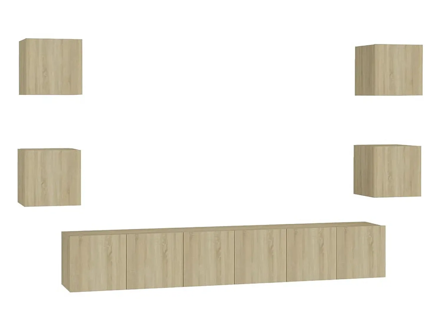 7 pcs conjunto móveis de TV derivados madeira carvalho sonoma PT874236^ Móvel De Tv