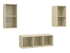 3 pcs conjunto móveis de TV derivados madeira carvalho sonoma PT674144^ Móvel De Tv