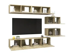 Sale 6 pcs conjunto móveis de TV derivados madeira carvalho sonoma PT507683 Castanho