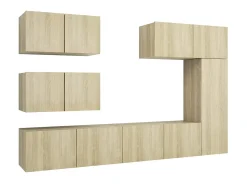 6 pcs conjunto móveis de TV derivados madeira carvalho sonoma PT871443^ Móvel De Tv