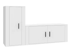 Online 2 pcs conjunto móveis de TV derivados de madeira PT895768 Branco